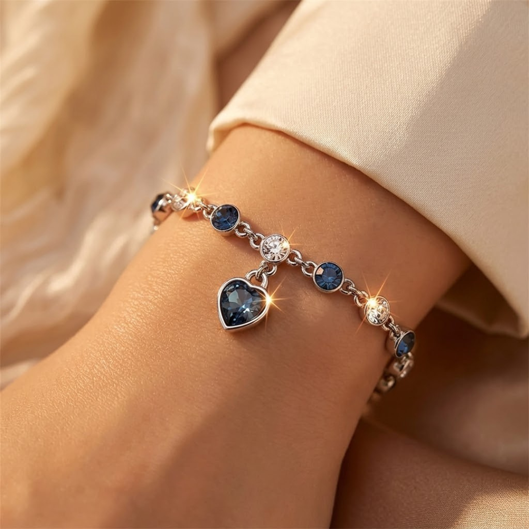 Silver Sapphire Heart Chain Bracelet by Rose & Oliver - product image 2