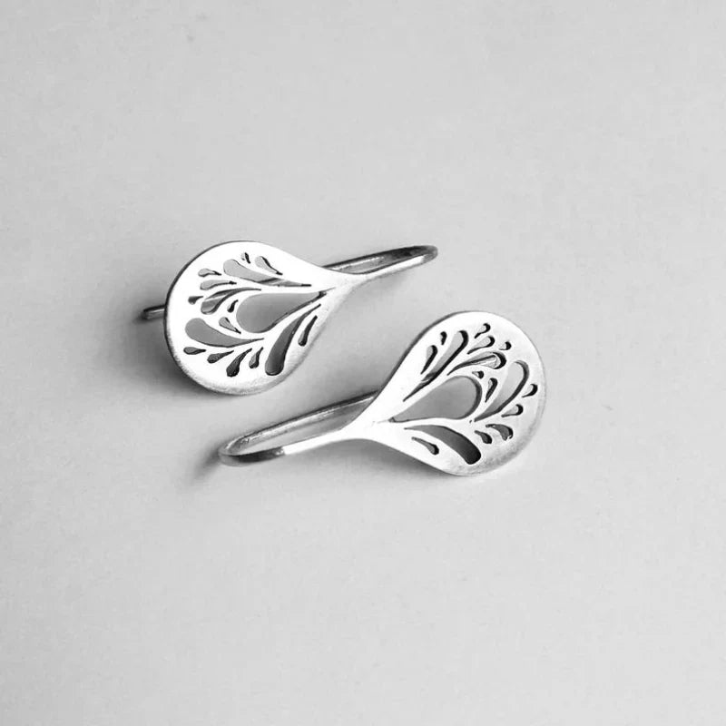 Antique Hollow Drop Earrings | White Gold by Rose & Oliver, main product view