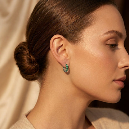 Gold Emerald Lattice Hoop Earrings by Rose & Oliver - product image 4