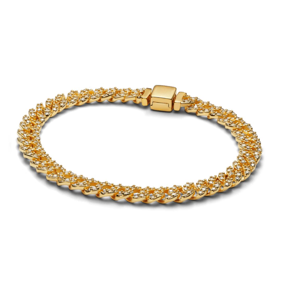 Pulseira Cubana Pave Rose & Oliver em ouro, com detalhes brilhantes e acabamento elegante, perfeita para looks sofisticados.
