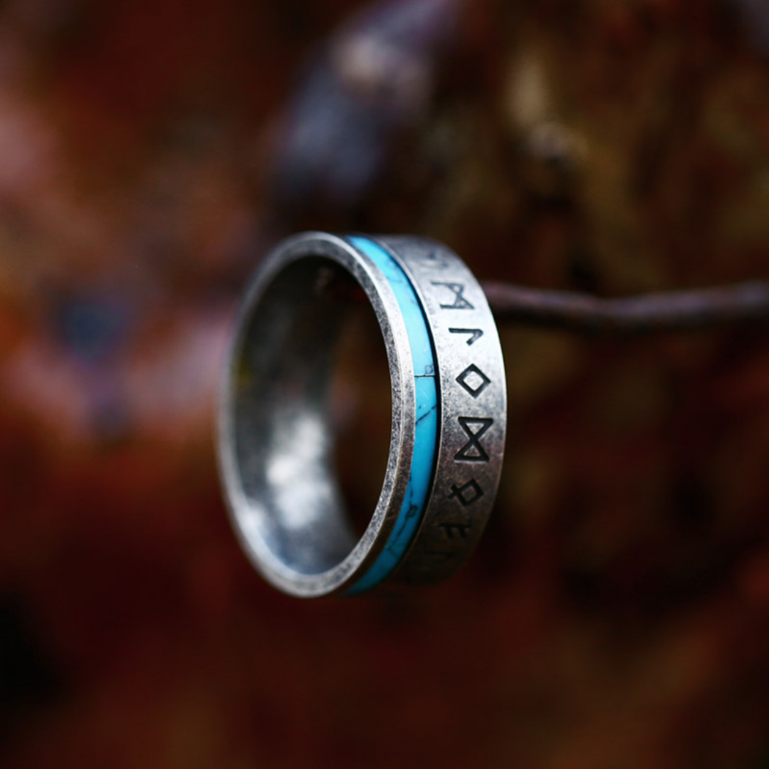 Runestone Legacy Ring by Rose & Oliver, detail view