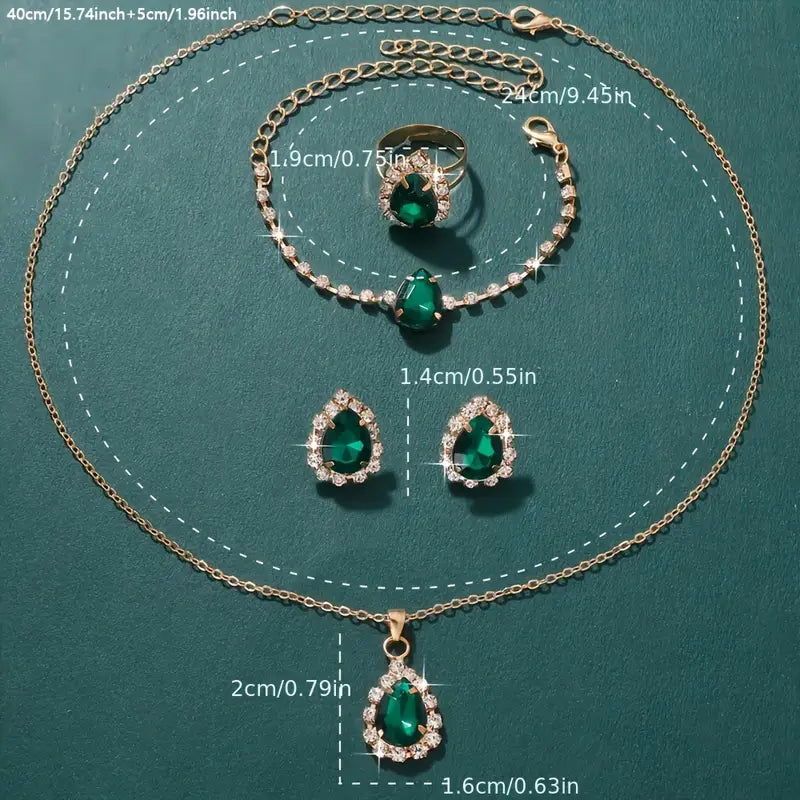 Conjunto de joias Elisandre Vermont em ouro, composto por colar e brincos, da marca Rose & Oliver, exibindo detalhes elegantes