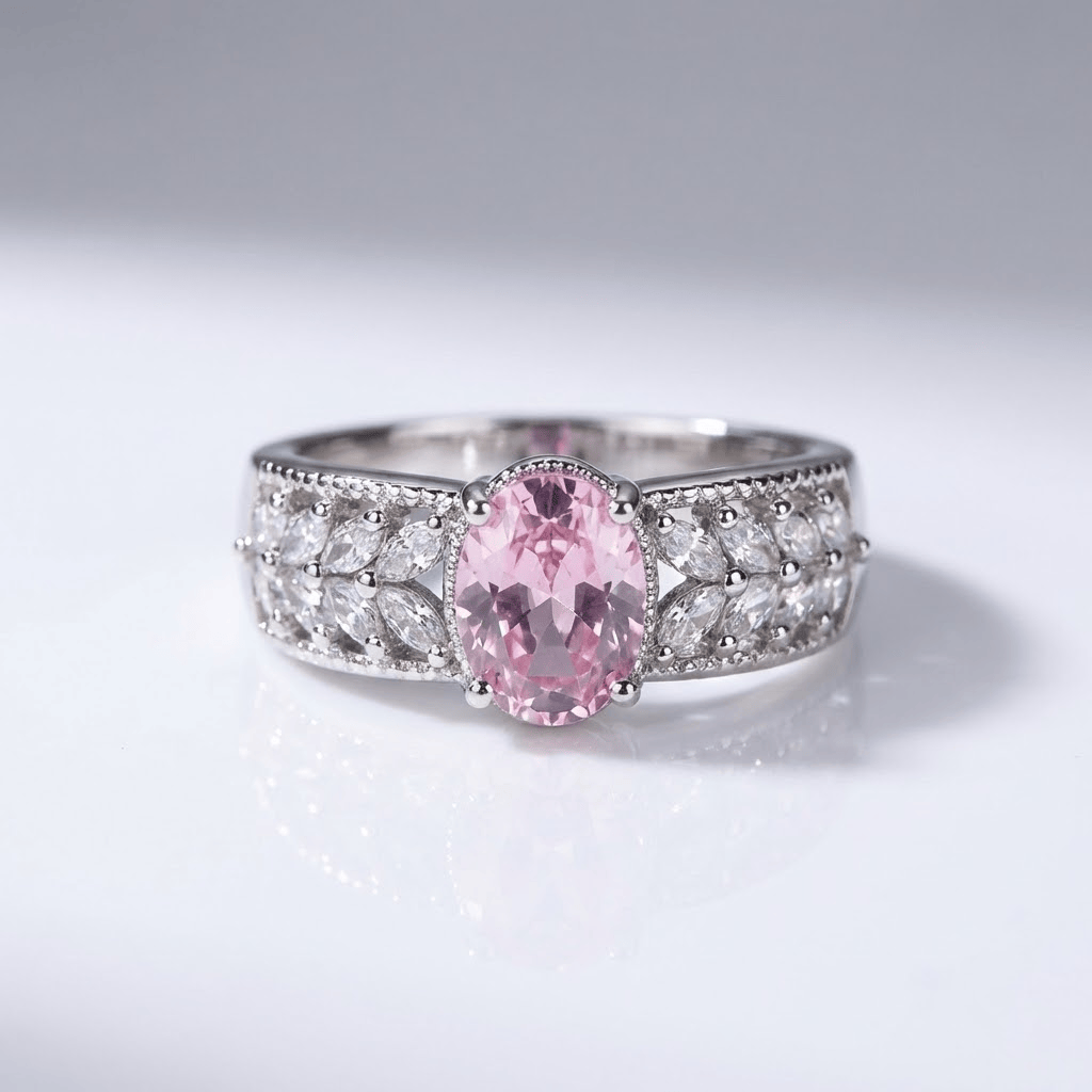 Pink Crystal Band Ring - (Adjustable) by Rose & Oliver, main product view