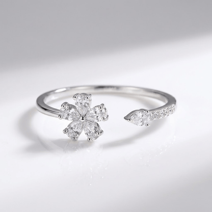 Silver Zirconia Flower - (Adjustable) by Rose & Oliver, main product view