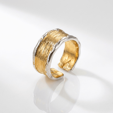 Handmade Gold Silver Two Tone Ring - (Adjustable) by Rose & Oliver, main product view