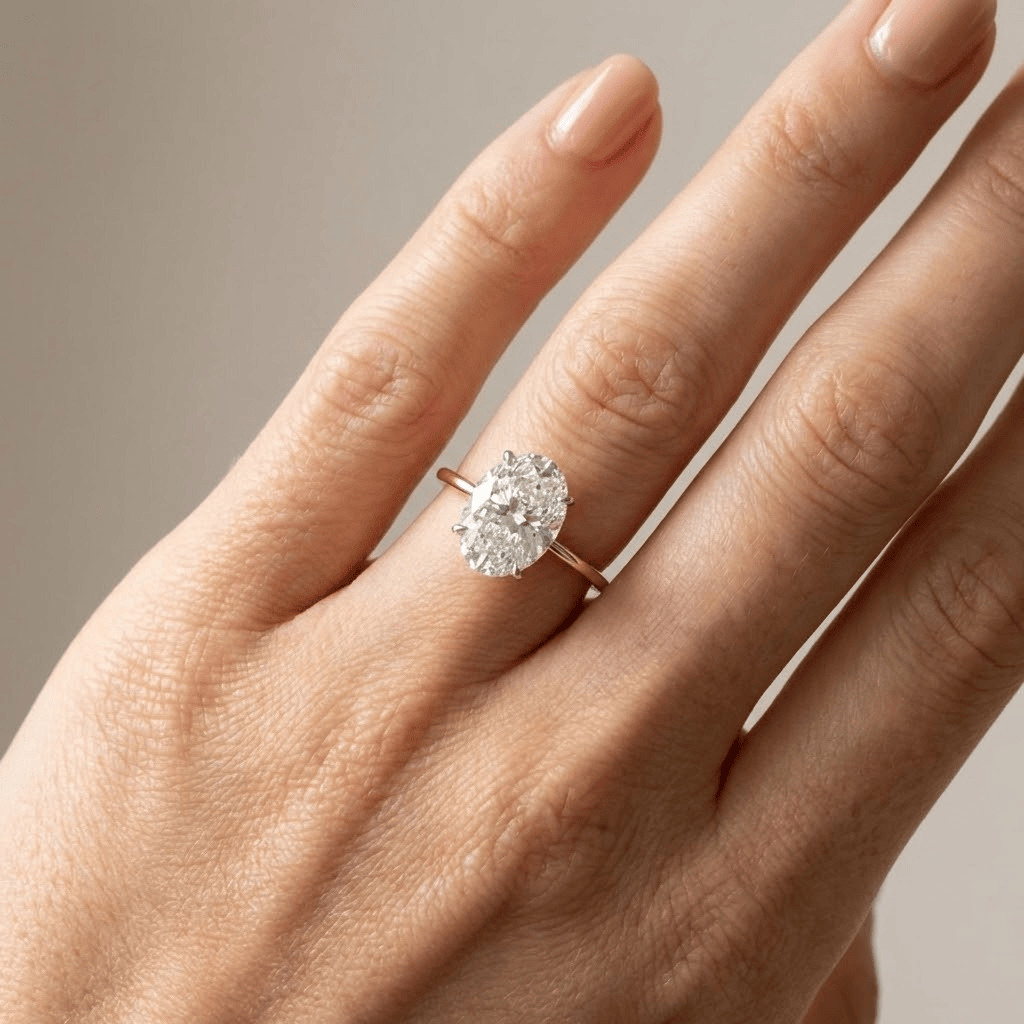 Oval Diamond Solitaire Ring by Rose & Oliver, alternate product view