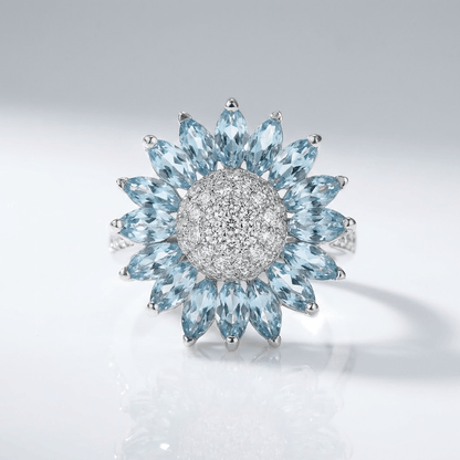 Silver Blue Topaz Flower Ring by Rose & Oliver - product image 1