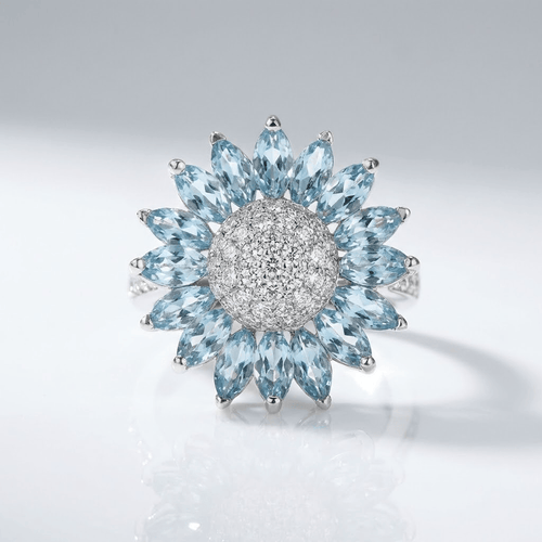 Silver Blue Topaz Flower Ring by Rose & Oliver - product image 1