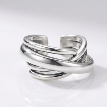 Silver Stacked Zirconia Ring - (Adjustable) by Rose & Oliver, main product view