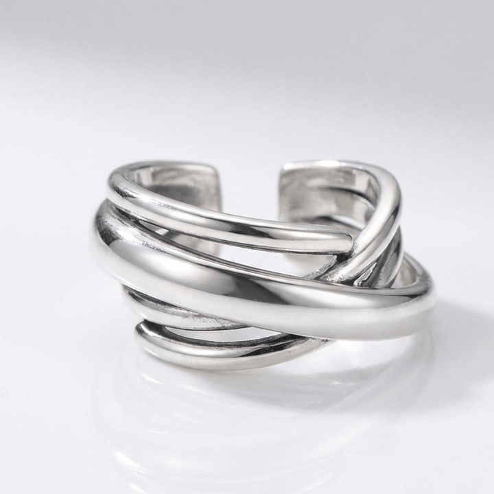 Silver Stacked Zirconia Ring - (Adjustable) by Rose & Oliver, main product view