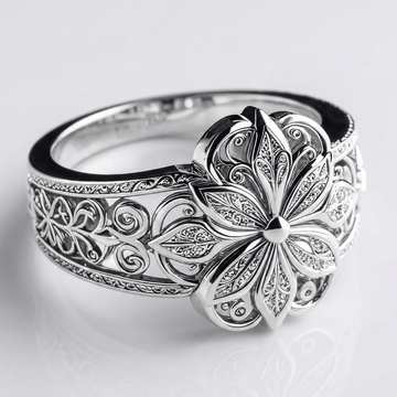 Anel de prata com flor de zirconia da Rose & Oliver, detalhes delicados com acabamento brilhante e design elegante.