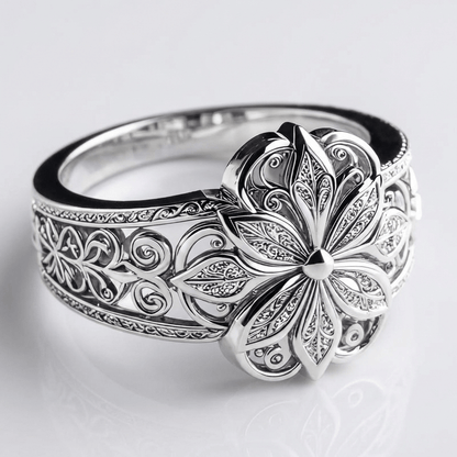 Silver Flower Zirconia Ring by Rose & Oliver, main product view