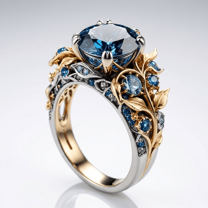 Gold & Blue Topaz Vintage Ring by Rose & Oliver, main product view