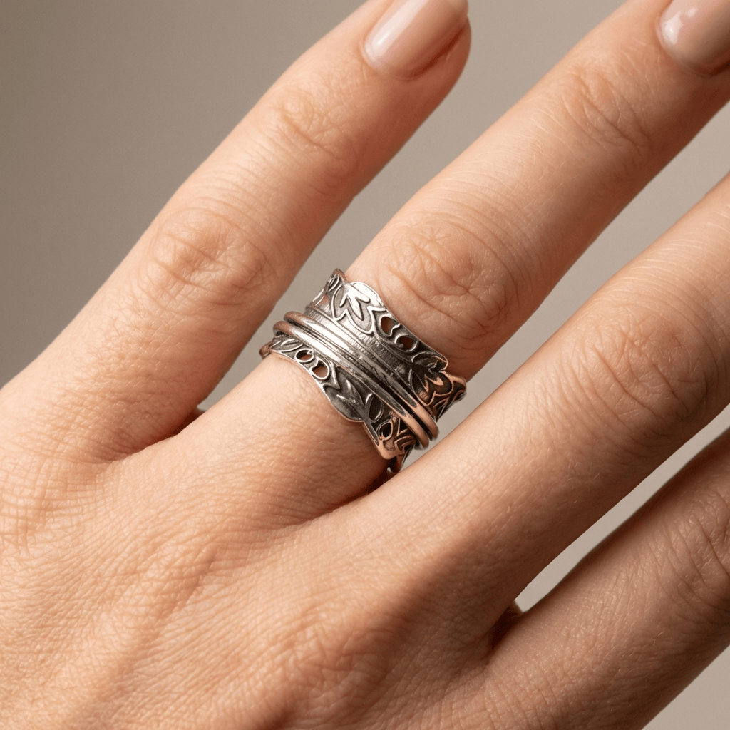 Conjunto de anéis em prata com zircônia, camadas, joia da marca Rose & Oliver, mostrando detalhes brilhantes e elegantes.