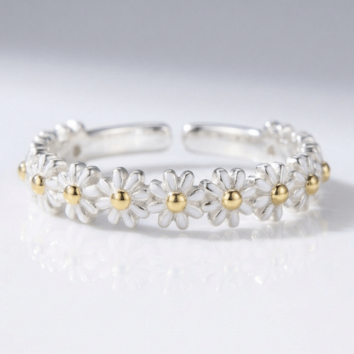 Daisy Cluster Band Ring - (Adjustable) by Rose & Oliver, main product view