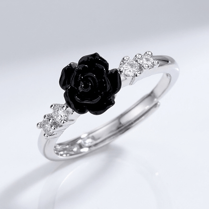 Silver Rose Diamond Ring - (Adjustable) by Rose & Oliver, product detail view 7