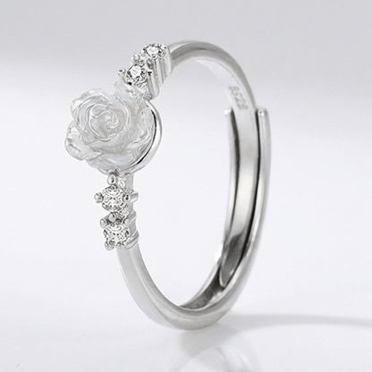 Silver Rose Diamond Ring - (Adjustable) by Rose & Oliver, main product view