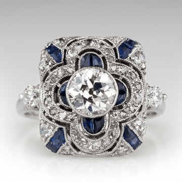 Silver Diamond Sapphire Vintage Ring by Rose & Oliver - product image 1