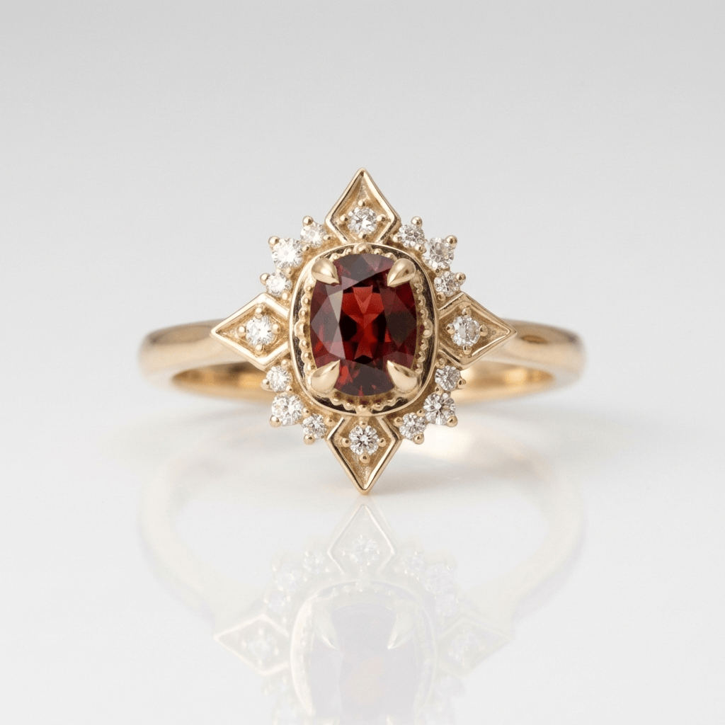Gold Ruby Diamond Vintage Ring by Rose & Oliver, main product view