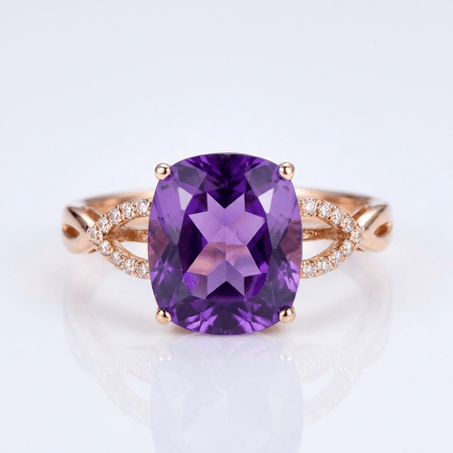 Rose Gold Amethyst Cushion Ring - (Adjustable) by Rose & Oliver, main product view