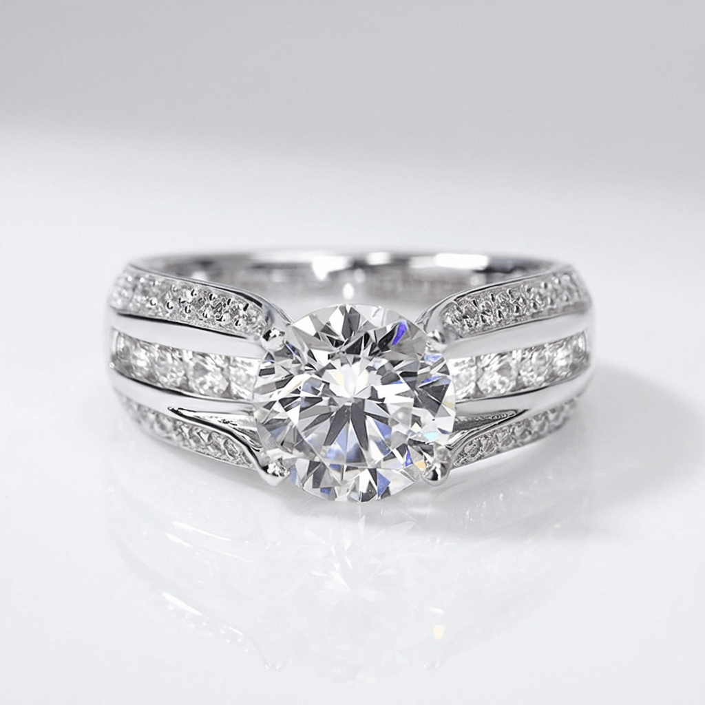 Silver Round Diamond Pave Band Ring by Rose & Oliver, main product view