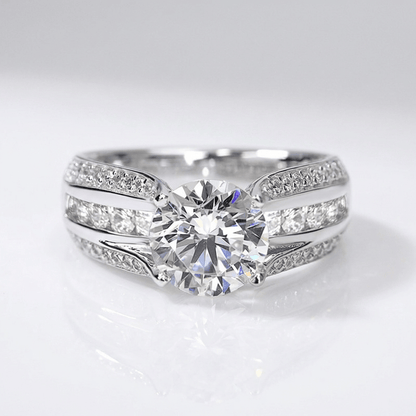 Silver Round Diamond Pave Band Ring by Rose & Oliver, main product view