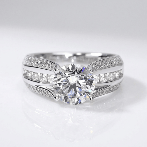 Silver Round Diamond Pave Band Ring by Rose & Oliver, main product view