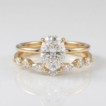 Gold Oval Diamond Marquise Band Set by Rose & Oliver, main product view