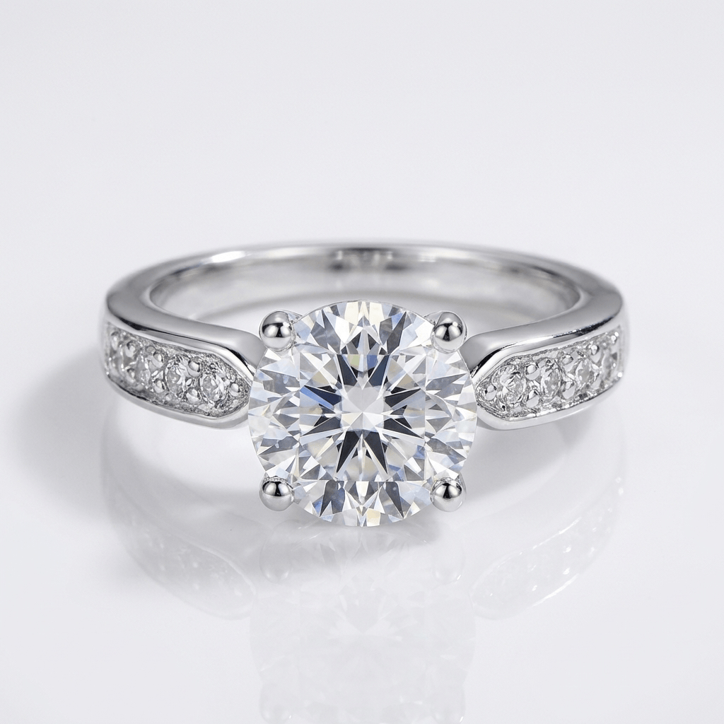 Rose Gold Round Diamond Pave Ring - (Adjustable) by Rose & Oliver, detail view