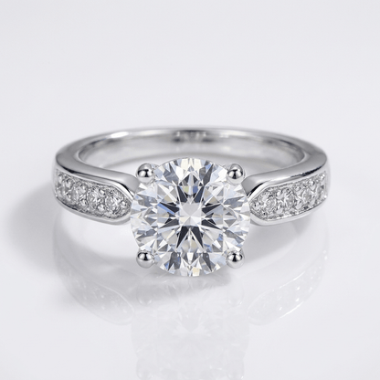 Rose Gold Round Diamond Pave Ring - (Adjustable) by Rose & Oliver, detail view