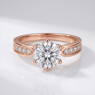 Anel redondo ajustável Rose Gold com diamantes pave da Rose & Oliver, exibindo detalhes brilhantes e acabamento elegante.