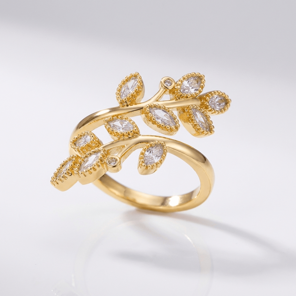 Gold Leaf Wrap Ring - (Adjustable) by Rose & Oliver, additional product detail