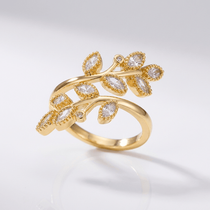 Gold Leaf Wrap Ring - (Adjustable) by Rose & Oliver, additional product detail