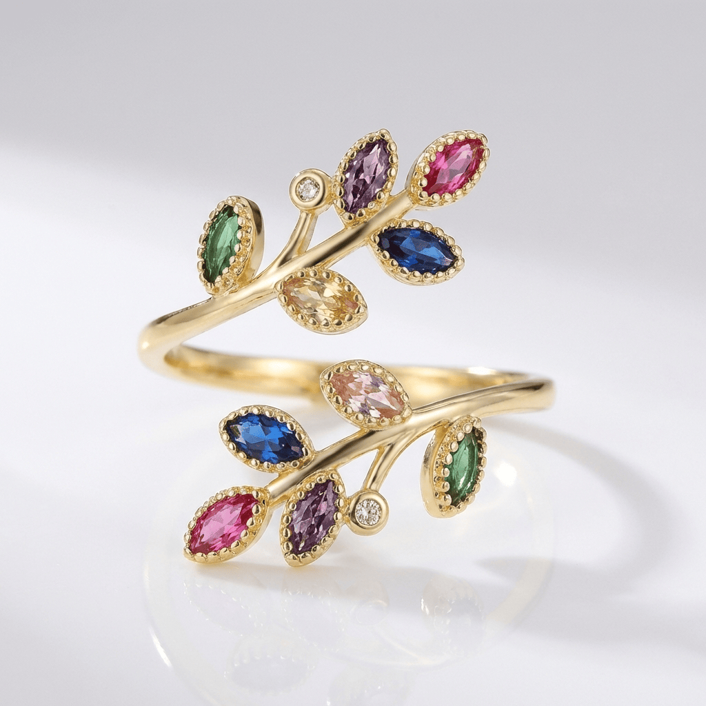 Gold Leaf Wrap Ring - (Adjustable) by Rose & Oliver, main product view