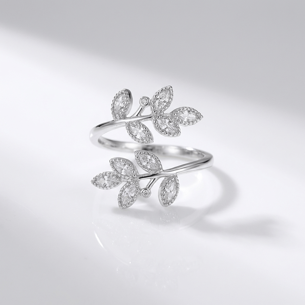 Gold Leaf Wrap Ring - (Adjustable) by Rose & Oliver, detail view
