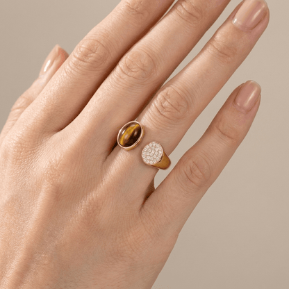 Gold Smoky Quartz Ring - (Adjustable) by Rose & Oliver, additional angle