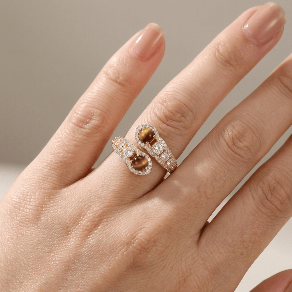 Gold Smoky Quartz Ring - (Adjustable) by Rose & Oliver, alternate product view