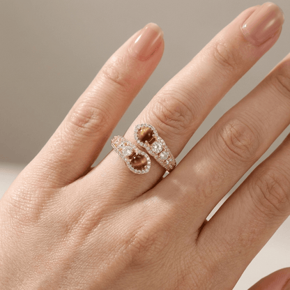 Gold Smoky Quartz Ring - (Adjustable) by Rose & Oliver, alternate product view