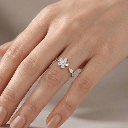 Silver Zirconia Flower - (Adjustable) by Rose & Oliver, alternate product view