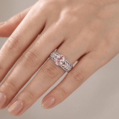 Pink Crystal Band Ring - (Adjustable) by Rose & Oliver, alternate product view