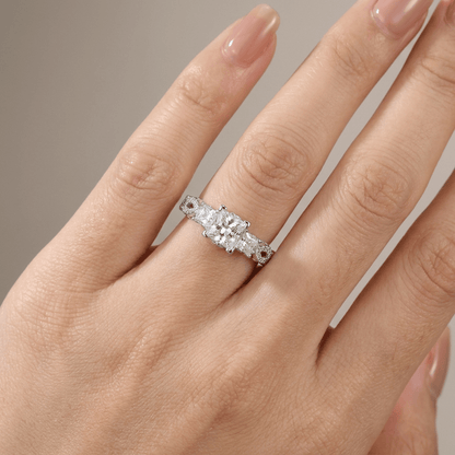 Three Stone Zirconia Silver Twist Ring by Rose & Oliver, alternate product view