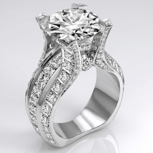Anel de prata com diamantes glamour, joia elegante da marca Rose & Oliver, com design brilhante e sofisticado.