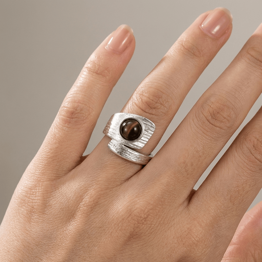 Silver Black Onyx Vintage Ring - (Adjustable) by Rose & Oliver, alternate product view