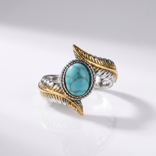 Silver Gold Turquoise Bohemian Ring by Rose & Oliver, main product view