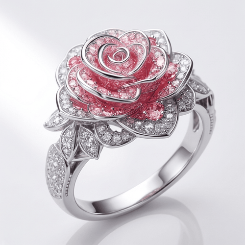 Anel Rose Nostalgia Rose & Oliver com acabamento delicado e detalhes em rosa, mostrando o design elegante na mão.