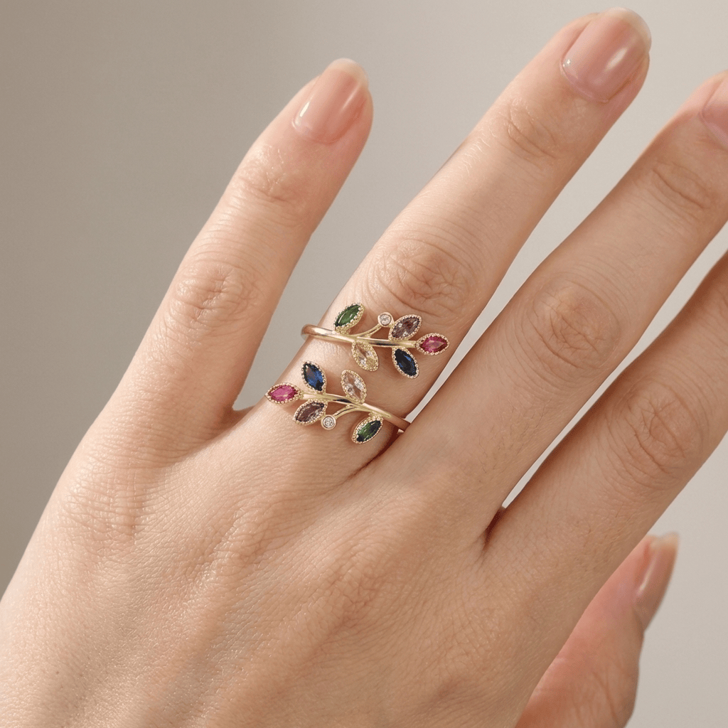 Gold Leaf Wrap Ring - (Adjustable) by Rose & Oliver, alternate product view