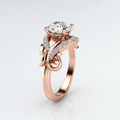 Anel Rose Gold Zirconia Graceful Vine da Rose & Oliver com detalhes delicados e pedras de zircônia brilhantes.