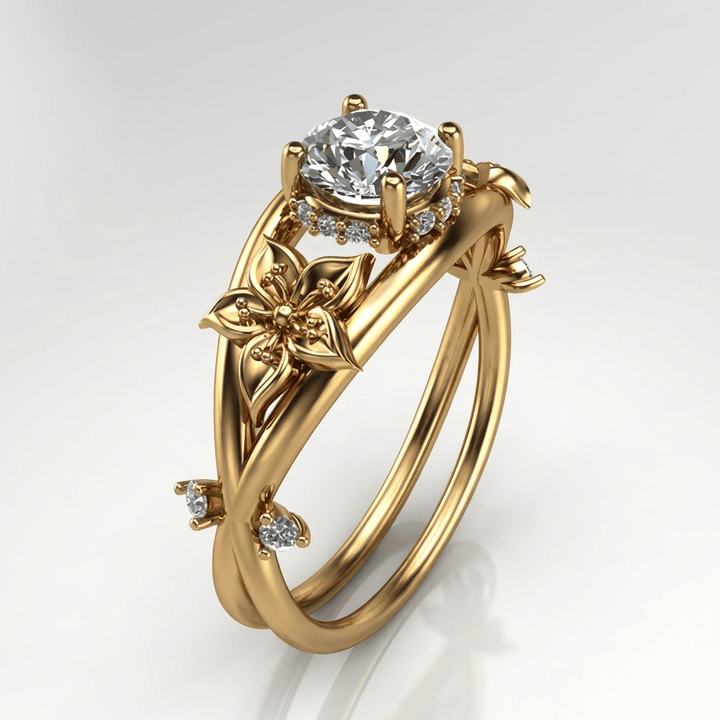 Gold Zirconia Blooming Grace Ring by Rose & Oliver, main product view