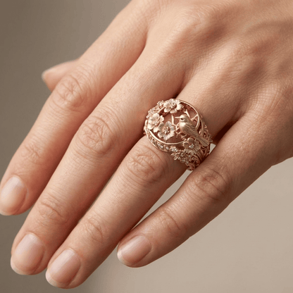 Gold Bird Garden Ring by Rose & Oliver, alternate product view
