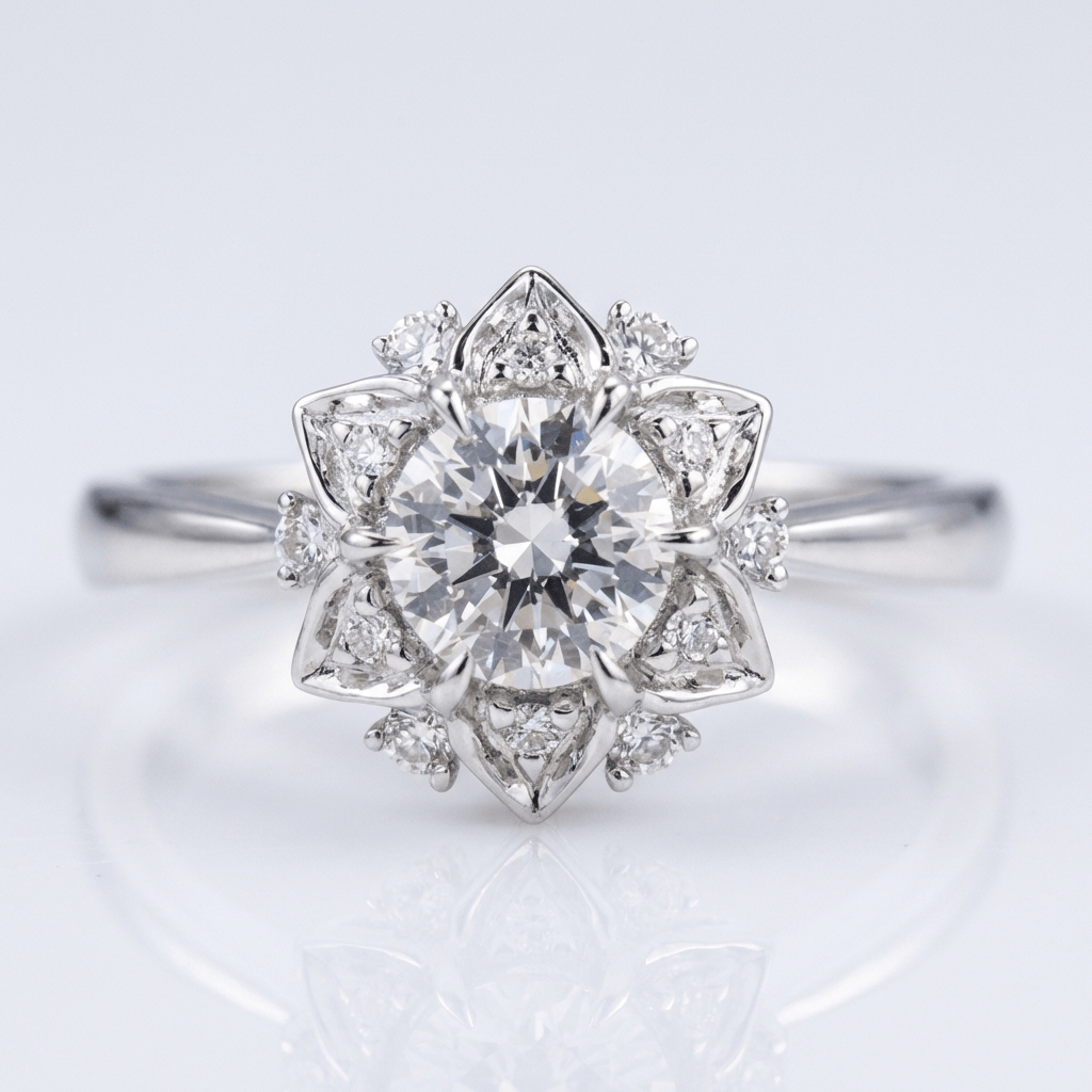 Silver Zirconia Lotus Light Ring by Rose & Oliver, main product view